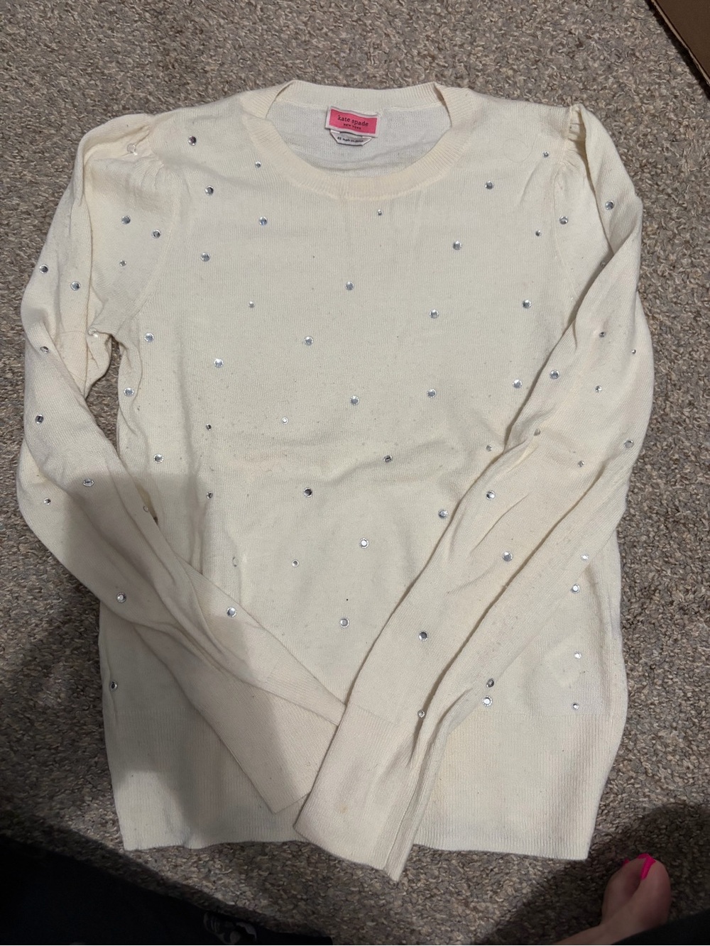 kate spade Cream Embellished crystal Crewneck Sweater